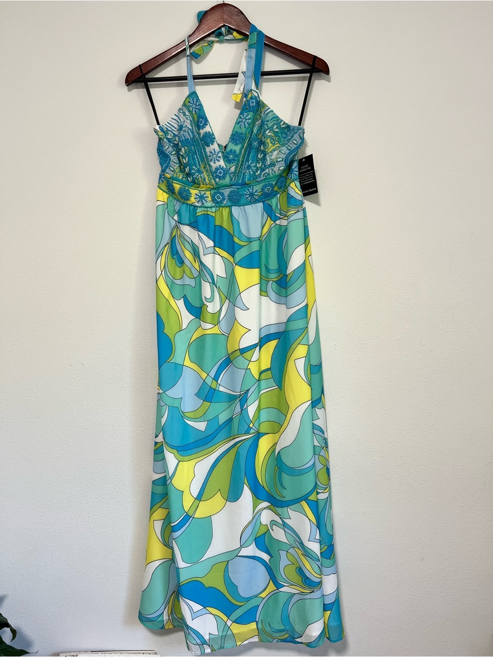 Boston Proper Capri Waters Beaded halter Maxi Dress - S - Picture 3 of 14